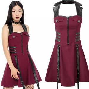 Killstar Blood Red Psy-Ops Goth Halter Dress XL NWT